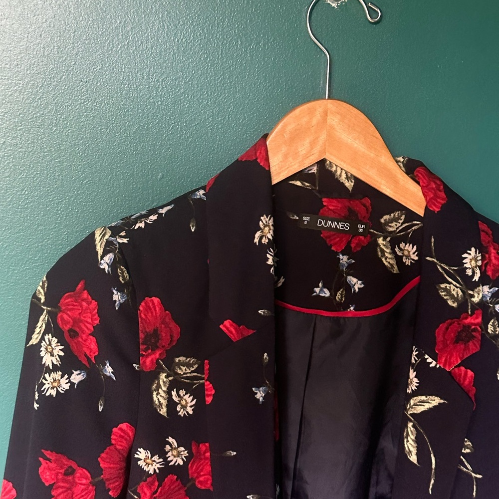Red and Navy Floral Blazer